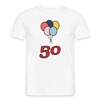 50. 50 YEARS. 50th ANNIVERSARY. 50 YEARS ANNIVERSARY. - Men's T-Shirt - white - Front - AI Model Male 178 dark (178cm)