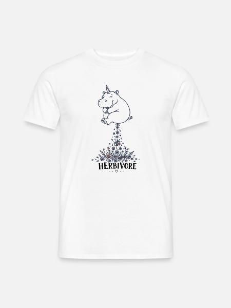 Blumenregen-Hippo Veganer - Männer T-Shirt - Weiß