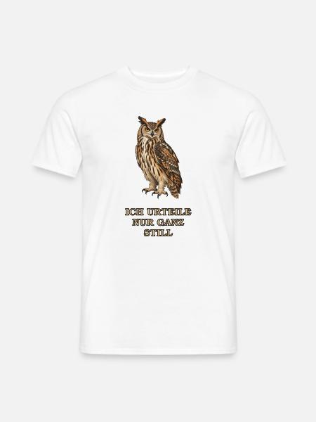 Weise Eule mit Humor - Männer T-Shirt - Weiß