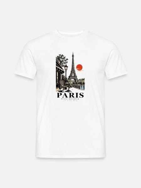 Paris Café am Seine am Abend - Männer T-Shirt - Weiß