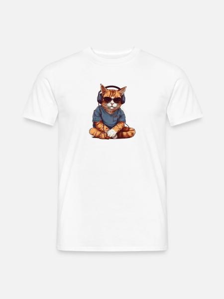 Katze Katzen cool Geschenkidee - Männer T-Shirt - Weiß