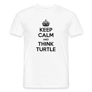 "keep calm & think" turtle - Men's T-Shirt - white - Front - AI Model Male 178 dark (178cm)