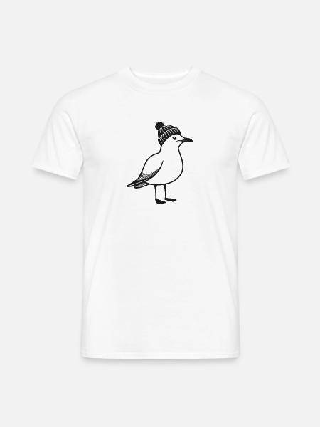 Nordsee Hafen Moin Möwe Mütze Beanie schwarz weiß - Männer T-Shirt - Weiß