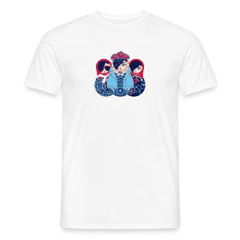 Matroschka Trio: Sweta Rosa Helena - Männer T-Shirt - Weiß - Vorne - AI Model Male 178 dark (178cm)