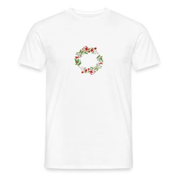 Watercolor Wreath Circle Flowers Blossoms Plants Floral - Men's T-Shirt - white - Front - AI Model Male 178 dark (178cm)