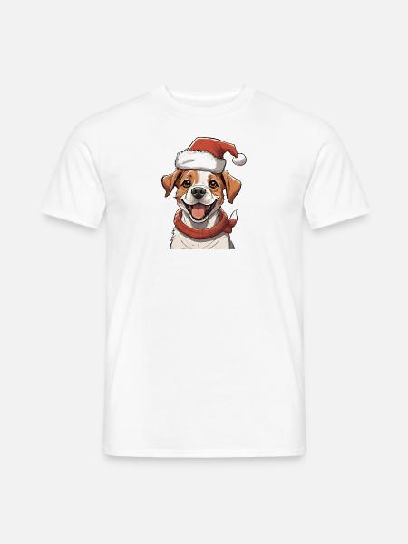 Frohe Weihnachten Niedliches Hundewelpengesicht - Männer T-Shirt - Weiß
