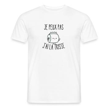 je peux pas j'ai la trisse - T-shirt homme - blanc - Devant - AI Model Male 178 dark (178cm)