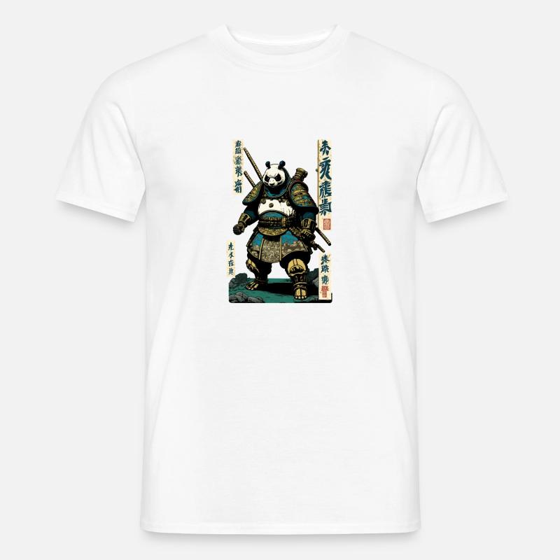 Panda en armure de samouraï dans le style ukiyo-e - T-shirt homme - blanc