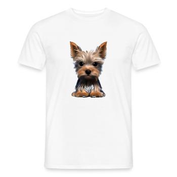 Chien chiot Yorkshire Terrier chien propriétaire chien - T-shirt homme - blanc - Devant - AI Model Male 178 dark (178cm)