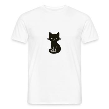 Chat minimal - T-shirt homme - blanc - Devant - AI Model Male 178 dark (178cm)