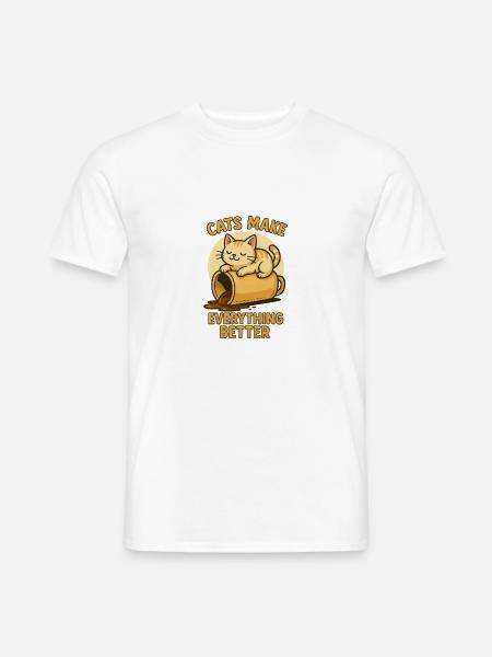 cats make everything better - Männer T-Shirt - Weiß