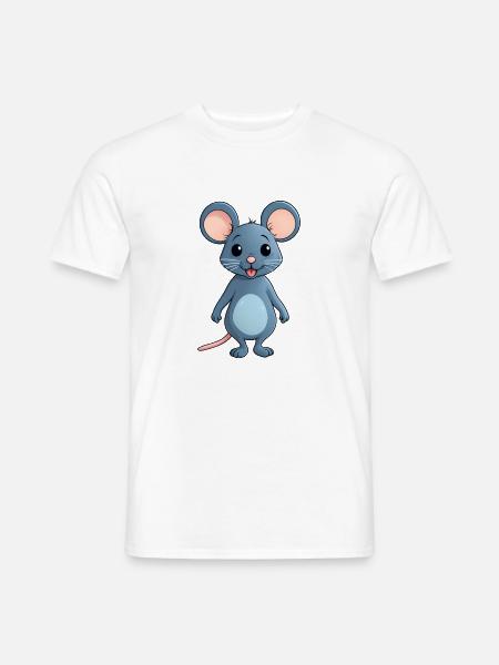Süße Kleine Comic Style Maus Mäuse - Männer T-Shirt - Weiß