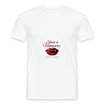 Save A Vampire Halloween Funny Lips Kiss - Männer T-Shirt - Weiß - Vorne - AI Model Male 178 dark (178cm)