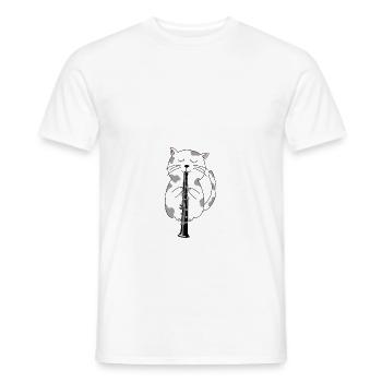 Funny Cat Wearing Sunglasses Playing Oboe Music - Männer T-Shirt - Weiß - Vorne - AI Model Male 178 dark (178cm)