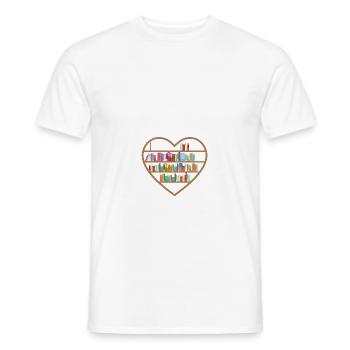 Book Lover Heart Shape Reading Club Librarian Book - Men's T-Shirt - white - Front - AI Model Male 178 dark (178cm)