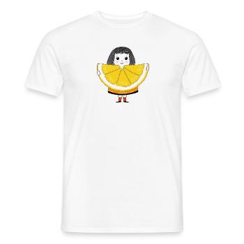 Fille et Orange - T-shirt homme - blanc - Devant - AI Model Male 178 dark (178cm)