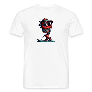 Fun golf tomato swings with style - Men's T-Shirt - white - Front - AI Model Male 178 dark (178cm)