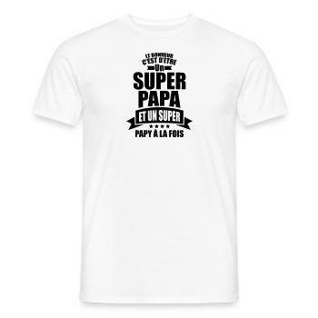 le bonheur être un super papa et un super papy - T-shirt homme - blanc - Devant - AI Model Male 178 dark (178cm)