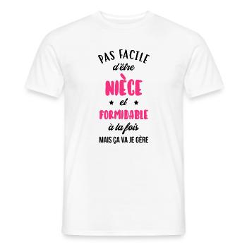 Neveu Nièce Oncle Tante Famille Bébé Noël - Men's T-Shirt - white - Front - AI Model Male 178 dark (178cm)