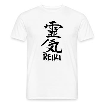 Reiki japanese kanji karakte with text REIKI - Men's T-Shirt - white - Front - AI Model Male 178 dark (178cm)