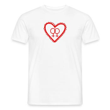 Lesbisches Liebesherz-Symbol - Männer T-Shirt - Weiß - Vorne - AI Model Male 178 dark (178cm)