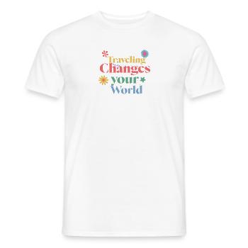 Travel changes your world - Men's T-Shirt - white - Front - AI Model Male 178 dark (178cm)