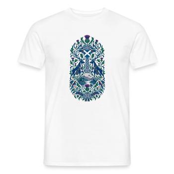 Schottland | Distel, Hirsch & Keltenmuster - Männer T-Shirt - Weiß - Vorne - AI Model Male 178 dark (178cm)
