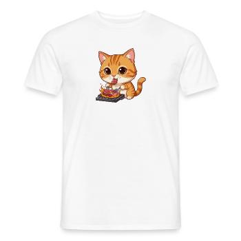 Katzengrillmeister: Flammenpfote - Männer T-Shirt - Weiß - Vorne - AI Model Male 178 dark (178cm)