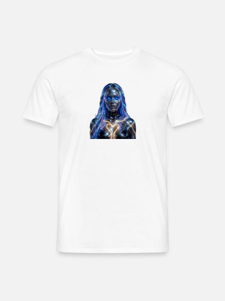 Neon-Cyborg mit erleuchtetem Herzen - Männer T-Shirt - Weiß