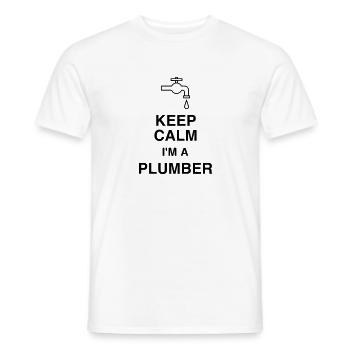 Plombier / Plomberie / Travail / Métier / Job - T-shirt homme - blanc - Devant - AI Model Male 178 dark (178cm)