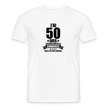 j'ai 50 ans je devrais arrêter les conneries - T-shirt homme - blanc - Devant - AI Model Male 178 dark (178cm)