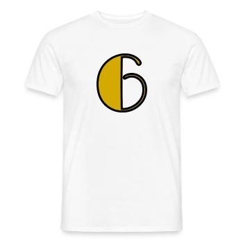 6 ANS. 6e ANNIVERSAIRE. ANNIVERSAIRE 6 ANS. 6 - T-shirt homme - blanc - Devant - AI Model Male 178 dark (178cm)