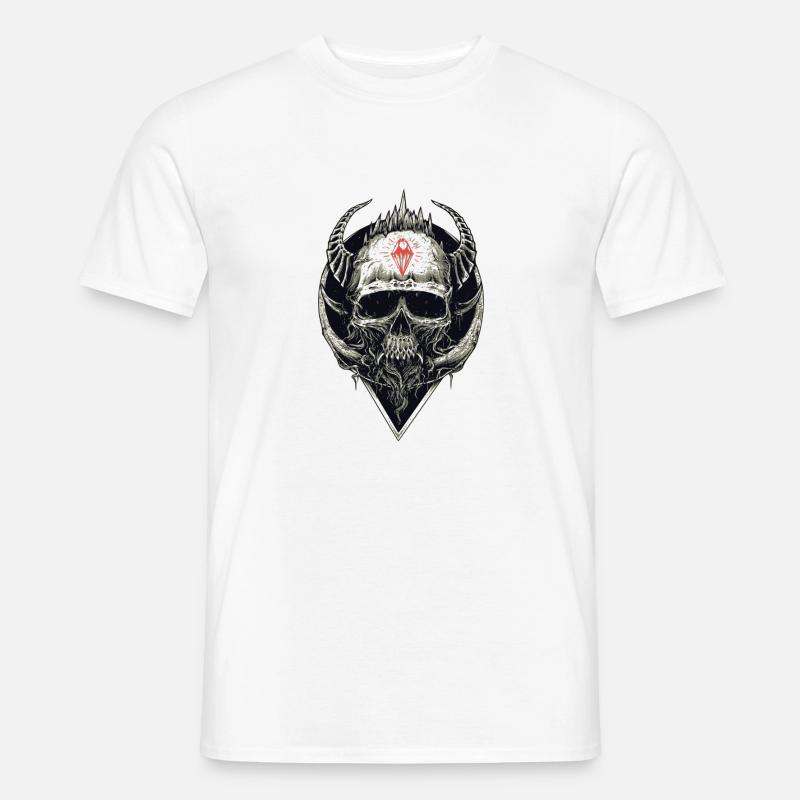 Totenkopf mit rotem Symbol - Männer T-Shirt - Weiß