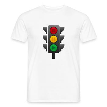 Feu de circulation (arrêt, pause, lecture) - T-shirt homme - blanc - Devant - AI Model Male 178 dark (178cm)