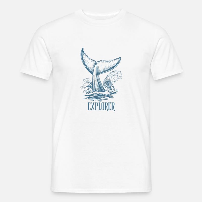 Ocean Explorer Wale Print - Männer T-Shirt - Weiß