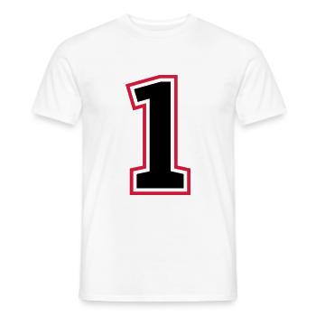 1 number - Men's T-Shirt - white - Front - AI Model Male 178 dark (178cm)