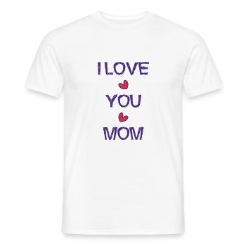 MOM. MAMAN. FÊTE DES MÈRES. BONNE FÊTE MAMAN - T-shirt homme - blanc - Devant - AI Model Male 178 dark (178cm)