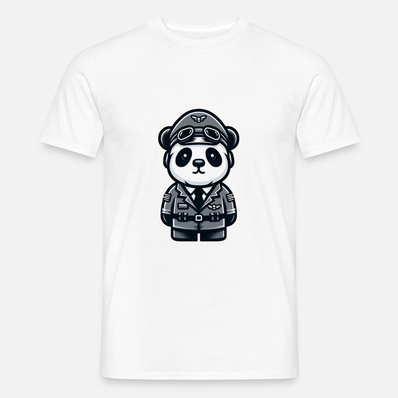 Cute Panda Pilot - Männer T-Shirt - Weiß