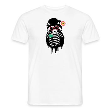 raton laveur, noir et blanc, gris, lunettes de soleil, noix de - T-shirt homme - blanc - Devant - AI Model Male 178 dark (178cm)