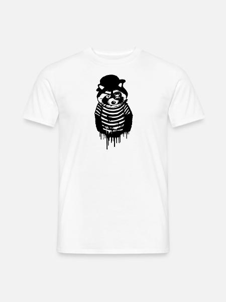waschbär,schwarz-weiss,grau,Pirat - Männer T-Shirt - Weiß