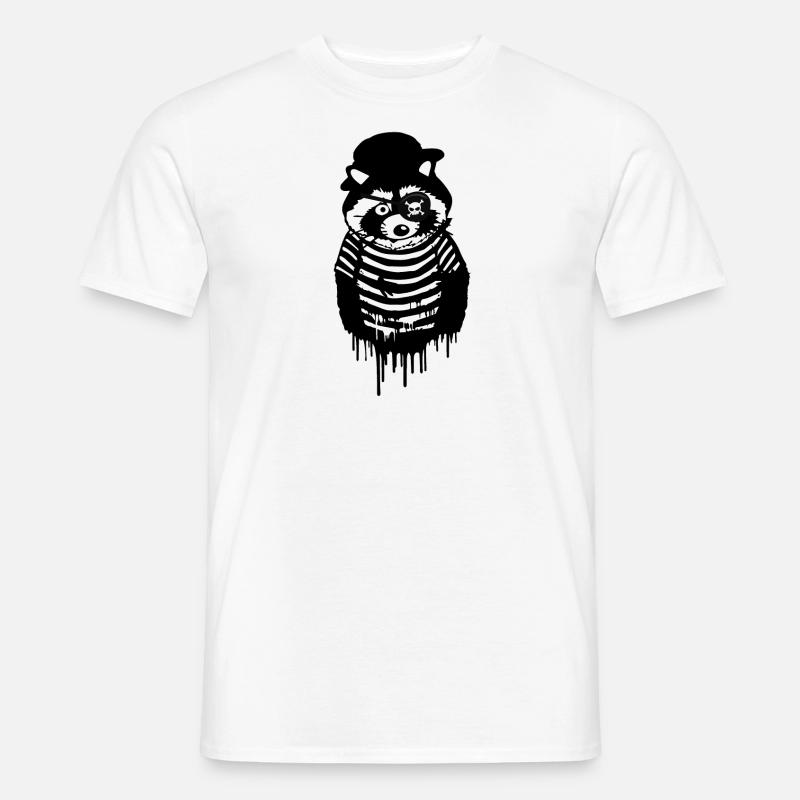 waschbär,schwarz-weiss,grau,Pirat - Männer T-Shirt - Weiß