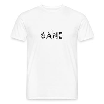Conception de logo de texte « sain », texte imprimable, déclaration - T-shirt homme - blanc - Devant - AI Model Male 178 dark (178cm)