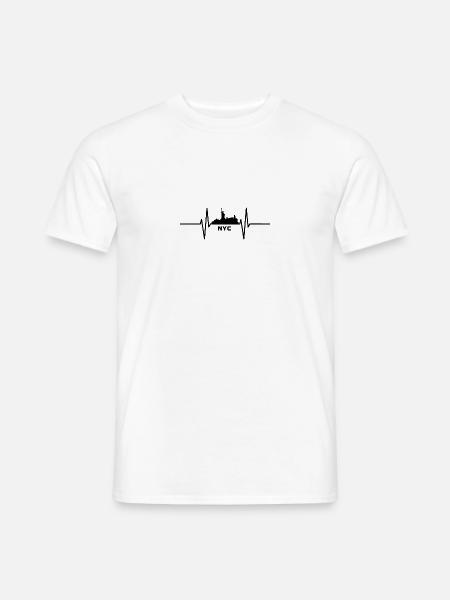 Herzschlag mit Skyline New York - Männer T-Shirt - Weiß