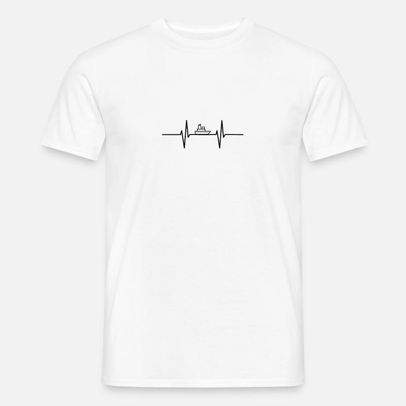 Herzschlag mit Boot - Männer T-Shirt - Weiß
