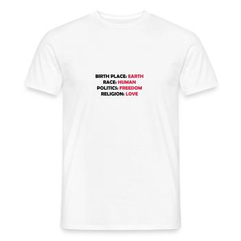 birth race politics religion 2 - Männer T-Shirt - Weiß - Vorne - AI Model Male 178 dark (178cm)