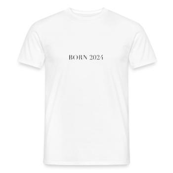 BORN 2024 - Men's T-Shirt - white - Front - AI Model Male 178 dark (178cm)