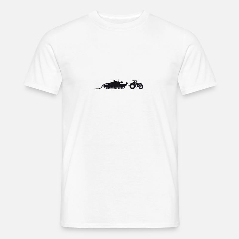 A tractor pulling a broken tank. - Men’s T-shirt - white