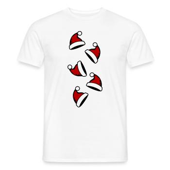 Bonnet de Noël chapeau de père Noël - T-shirt homme - blanc - Devant - AI Model Male 178 dark (178cm)