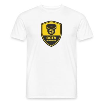 Symbolsymbol für Überwachungskameras in Verwendung. Stationäre Videoüberwachung - Männer T-Shirt - Weiß - Vorne - AI Model Male 178 dark (178cm)