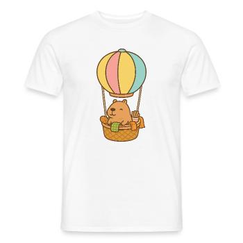 Capybara in a hot air balloon – sweet & relaxed 🎈 - Men's T-Shirt - white - Front - AI Model Male 178 dark (178cm)